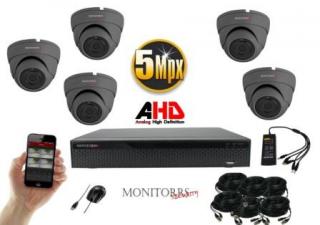 Monitorrs Security AHD 5 kamerový set 5 MPix GDome  (6044K5) (Monitorrs Security)