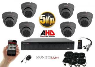 Monitorrs Security  AHD 6 kamerový set 5 MPix GDome  (6044K6) (Monitorrs Security)