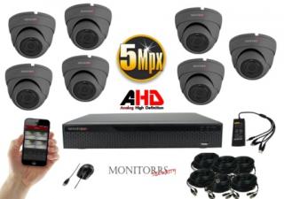 Monitorrs Security AHD 7 kamerový set 5 MPix GDome  (6044K7) (Monitorrs Security)