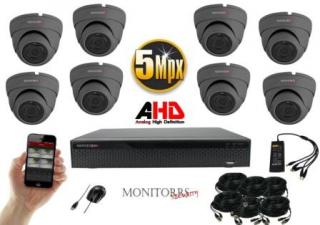 Monitorrs Security AHD 8 kamerový set 5 MPix GDome  (6044K8) (Monitorrs Security)