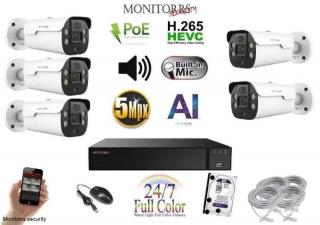 Monitorrs Security AI Aktív IP 5 kamerový set 5 Mpix WTube (6079K5) (Monitorrs Security)