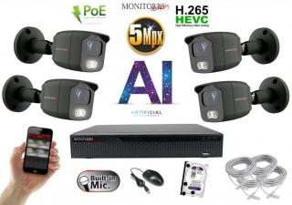 Monitorrs Security AI IP 2-4 kamerový set 5 Mpix GTube + Mic (6373AK4) (Monitorrs Security)