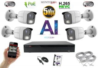 Monitorrs Security AI IP 2-4 kamerový set 5 Mpix WTube + Mic (6372AK4) (Monitorrs Security)