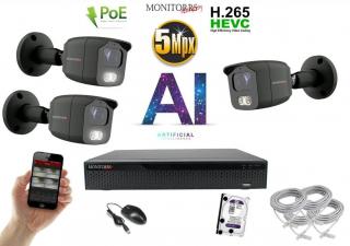 Monitorrs Security AI IP 3 kamerový set 5 Mpix GTube (6373K3) (Monitorrs Security)