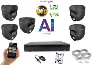 Monitorrs Security AI IP 5 kamerový set 5 Mpix GDome (6371K5) (Monitorrs Security)