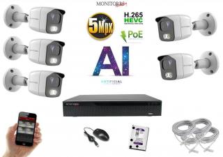 Monitorrs Security AI IP 5 kamerový set 5 Mpix WTube (6372K5) (Monitorrs Security)