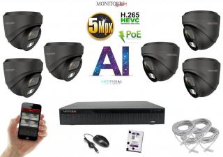 Monitorrs Security AI IP 6 kamerový set 5 Mpix GDome (6371K6) (Monitorrs Security)