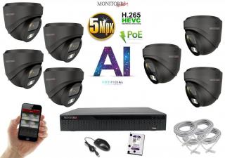 Monitorrs Security AI IP 7 kamerový set 5 Mpix GDome (6371K7) (Monitorrs Security)