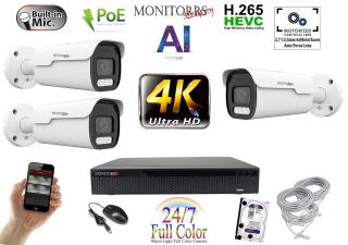 Monitorrs Security Full Color AI IP Park 3 kamerový set 8 Mpix WTube (6025K3) (Monitorrs Security)
