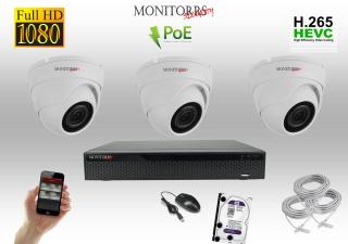 Monitorrs Security IP 3 kamerový set 2 Mpix WDome (6001K3) (Monitorrs Security)