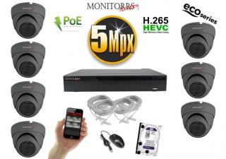 Monitorrs Security IP 7 kamerový set 5 Mpix GDome (6081K7) (Monitorrs Security)