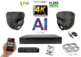 MS 4K IP 2 kamerový set so switchom 8 Mpix GDome (6377K2B)  (Monitorrs Security)