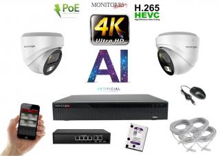 MS 4K IP 2 kamerový set so switchom 8 Mpix WDome (6376K2B)  (Monitorrs Security)