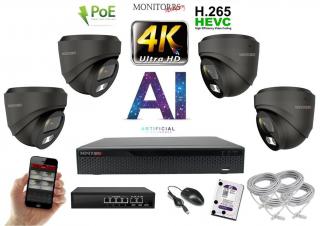 MS 4K IP 4 kamerový set so switchom 8 Mpix GDome (6377K4B)  (Monitorrs Security)