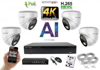 MS 4K IP 4 kamerový set so switchom 8 Mpix WDome (6376K4B)  (Monitorrs Security)