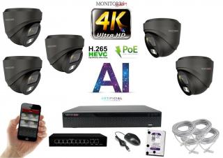 MS 4K IP 5 kamerový set so switchom 8 Mpix GDome (6377K5B)  (Monitorrs Security)