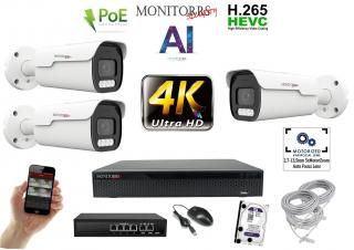 MS 4k park AI IP 3 kamerový set so switchom 8 Mpix WTube (6380K3B) (Monitorrs Security)