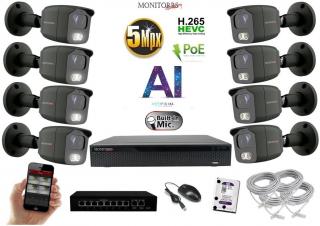 MS AI IP 2-8 kamerový set so switchom 5 Mpix GTube + Mic (6373AK8B) (Monitorrs Security)