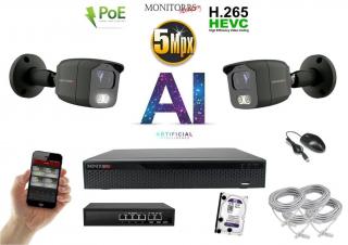 MS AI IP 2 kamerový set so switchom 5 Mpix GTube (6373K2B) (Monitorrs Security)