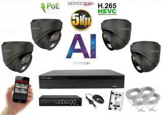 MS AI IP 4 kamerový set so switchom 5 Mpix GDome (6371K4B) (Monitorrs Security)