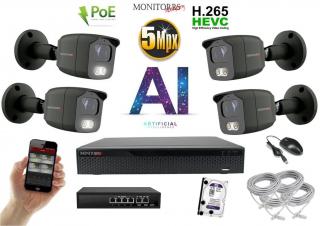 MS AI IP 4 kamerový set so switchom 5 Mpix GTube (6373K4B) (Monitorrs Security)