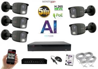 MS AI IP 5 kamerový set so switchom 5 Mpix GTube (6373K5B) (Monitorrs Security)