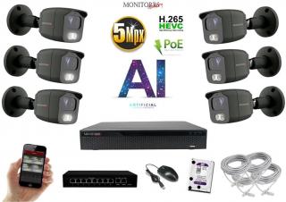 MS AI IP 6 kamerový set so switchom 5 Mpix GTube (6373K6B) (Monitorrs Security)