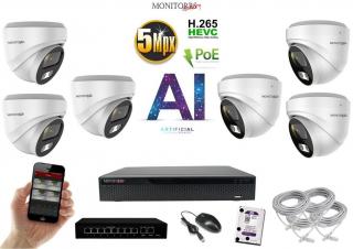 MS AI IP 6 kamerový set so switchom 5 Mpix WDome (6370K6B) (Monitorrs Security)