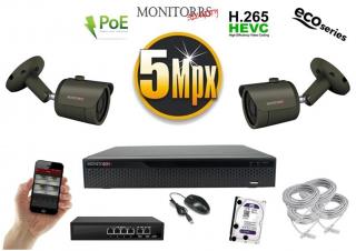 MS IP 2 kamerový set so switchom 5 Mpix GTube (6083K2B) (Monitorrs Security)