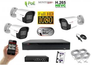 MS IP 3 kamerový set so switchom 2 Mpix WTube Plast (6023K3B) (Monitorrs Security)