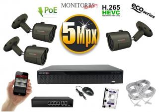 MS IP 3 kamerový set so switchom 5 Mpix GTube (6083K3B) (Monitorrs Security)