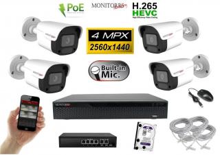 MS IP 4 kamerový set so switchom 4 Mpix WTube Plast (6024K4B) (Monitorrs Security)