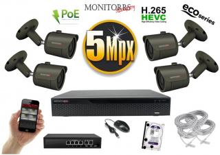 MS IP 4 kamerový set so switchom 5 Mpix GTube (6083K4B) (Monitorrs Security)