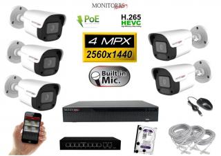 MS IP 5 kamerový set so switchom 4 Mpix WTube Plast (6024K5B) (Monitorrs Security)