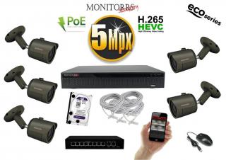 MS IP 5 kamerový set so switchom 5 Mpix GTube (6083K5B) (Monitorrs Security)