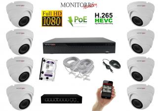 MS IP 8 kamerový set so switchom 2 Mpix WDome (6001K8B) (Monitorrs Security)