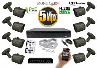 MS IP 8 kamerový set so switchom 5 Mpix GTube (6083K8B) (Monitorrs Security)