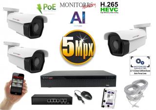 MS park AI IP 3 kamerový set so switchom 5 Mpix WTube (6185K3B) (Monitorrs Security)