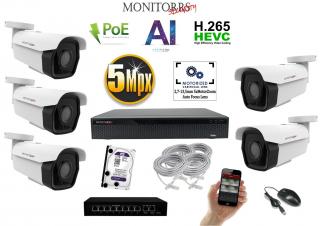 MS park AI IP 5 kamerový set so switchom 5 Mpix WTube (6185K5B) (Monitorrs Security)