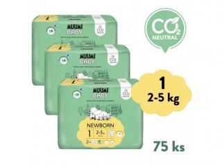 Muumi Baby 1 Newborn 2-5 kg ​​(75 ks), mesačné balenie eko plienok