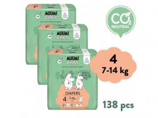 Muumi Baby 4 Maxi 7–14 kg (138 ks), mesačné balenie eko plienok
