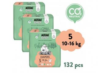 Muumi Baby 5 Maxi+ 10–16 kg (132 ks), mesačné balenie eko plienok