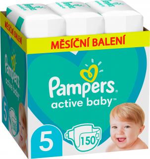 Pampers Active baby 5 Junior (11-16 kg) 150 ks - mesačné balenie