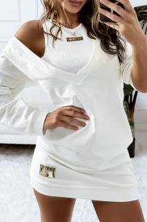 Dámske biele mikinové šaty s topom (Dámske biele mikinové šaty s topom)