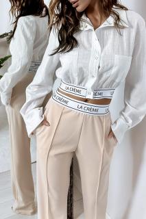 Dámsky komplet, broskyňové nohavice + biela košeľa (Dámsky komplet, broskyňové nohavice + biela košeľa)