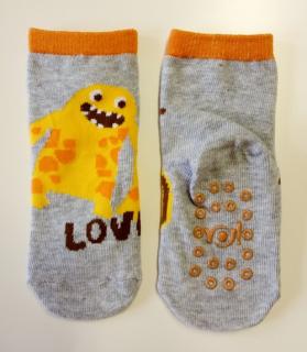 Bavlnené ponožky protišmykové sv. sivé, veľ. 12-18 mesiacov