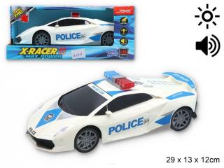 Biele policajné autíčko so svetlami a zvukom, dĺžka 29cm