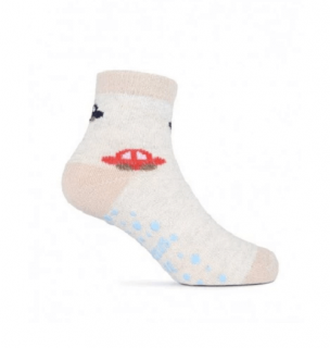 Chlapčenské bavlnené ponožky protišmykové sivé s béžovou, veľ. 21-23