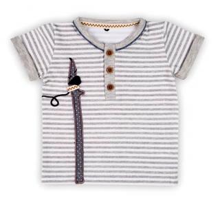 Chlapčenské tričko krátky rukáv biele so sivými prúžkami Minetti, veľ. 86