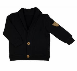 Chlapčenský elegantný sveter so šálovým golierom čierny, veľ. 92